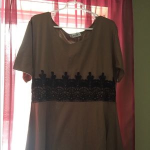 PLUS SIZE • Brown Dress with lace • Size 24/26